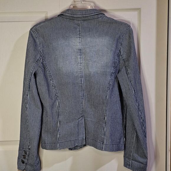 Kenar Womens Blazer Sz M Preppy Parisian Chic Coastal Grandmother Striped Floral - Picture 3 of 9